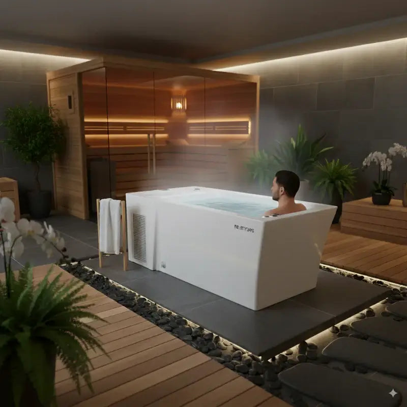 ijsbad kopen zakelijk Elite PRO volledig acryl ijsbad met koeler voor wellness spa en luxe vastgoedprojecten