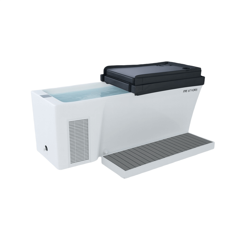 ijsbad met koeler elite pro volledig acryl met afdekking en instap platform